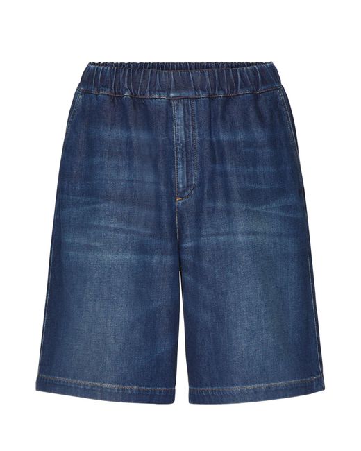 Valentino Garavani Blue Denim Knee-length Shorts for men