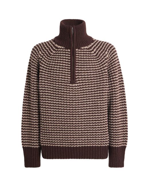 Studio Nicholson Brown X Aaron Levine Virgin Wool Bristol Knit Quarter-Zip Sweater for men