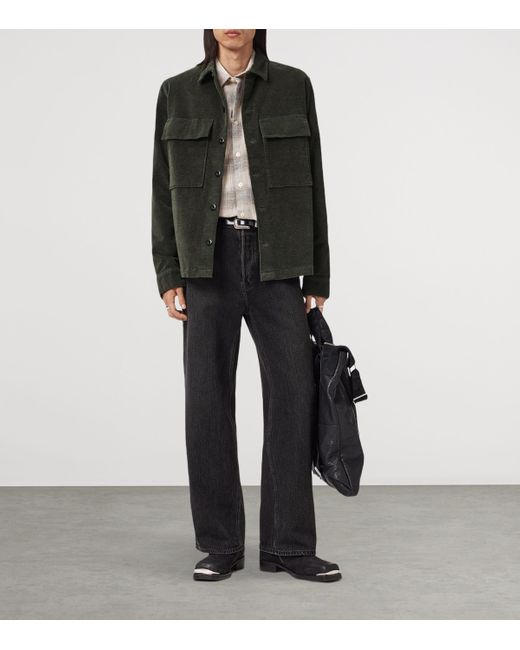 AllSaints Green Corduroy Hawker Overshirt for men
