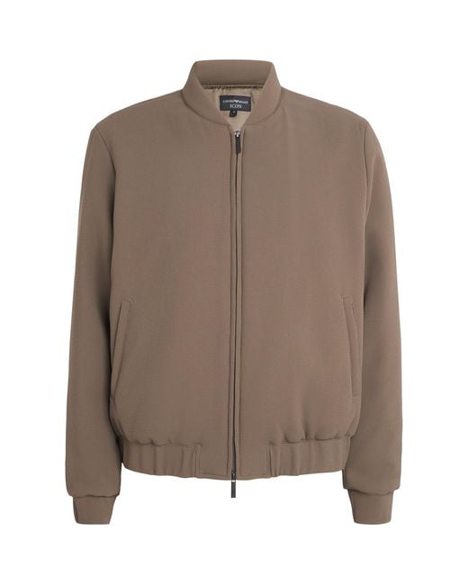 Emporio Armani Brown Crêpe Jersey Bomber Jacket for men