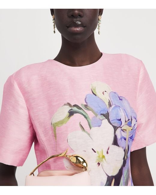 LEO LIN Pink Floral Caroline Midi Dress