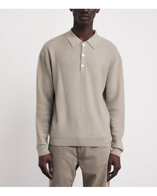 FRAME Gray Wool Textured Polo Sweater for men