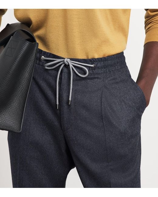Corneliani Blue Virgin Wool Drawstring Trousers for men