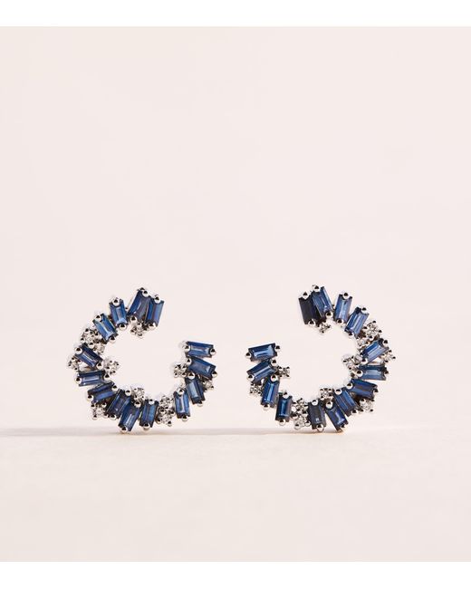 Suzanne Kalan Blue Diamond And Sapphire Frenzy Hoop Earrings