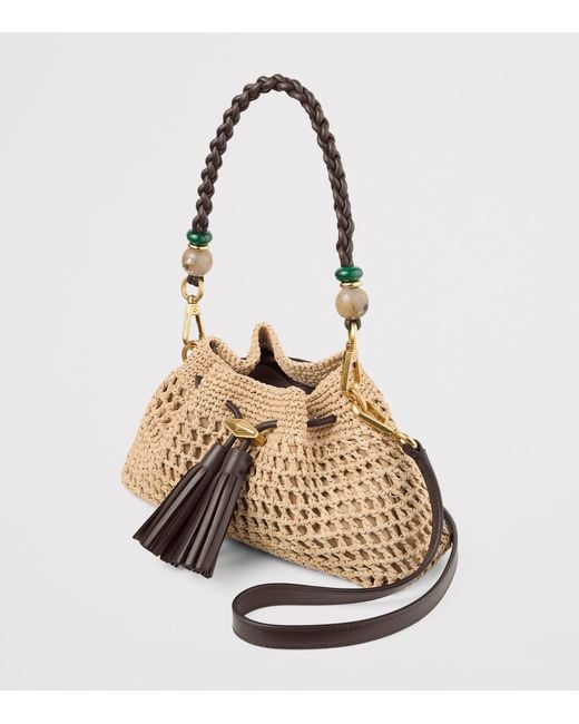 Jimmy Choo Metallic Small Cinch Raffia Shoulder Bag