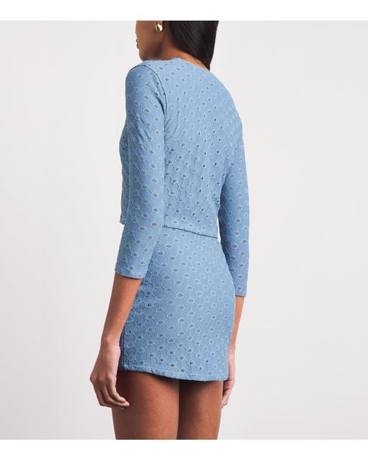 Devon Windsor Blue Open-Work Reed Cropped Jacket
