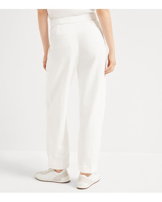 Brunello Cucinelli White Techno Cotton Piqué Sartorial Trousers