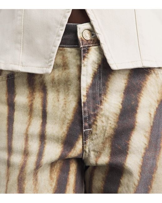 7 For All Mankind Natural Zebra Print Stovepipe Straight Jeans