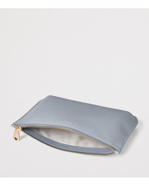 Aspinal Blue Large Leather Ella Pouch