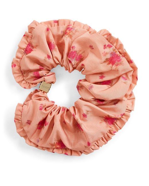 Ganni Pink Taffeta Floral Print Scrunchie