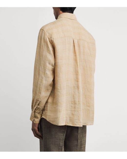 Our Legacy Natural Cotton-Linen-Blend Check Above Shirt for men