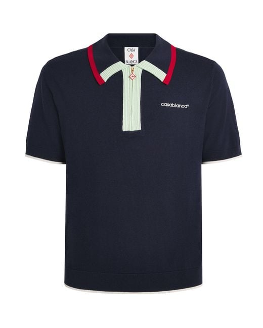 Casablanca Blue Merino Polo Sweater for men