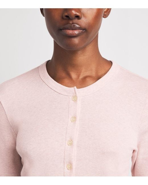 Leset Pink Cotton Cropped Nando Cardigan