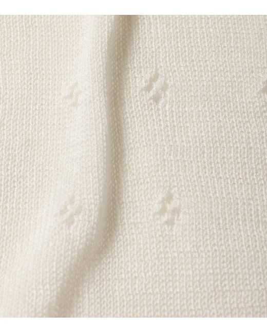 Miu Miu White Cotton-Blend Pointelle-Knit Socks