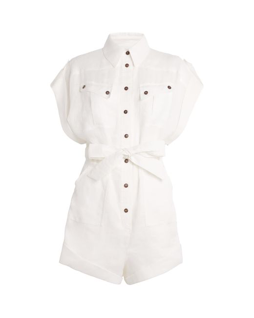 Zimmermann White Linen Cuffed Rhiannon Playsuit