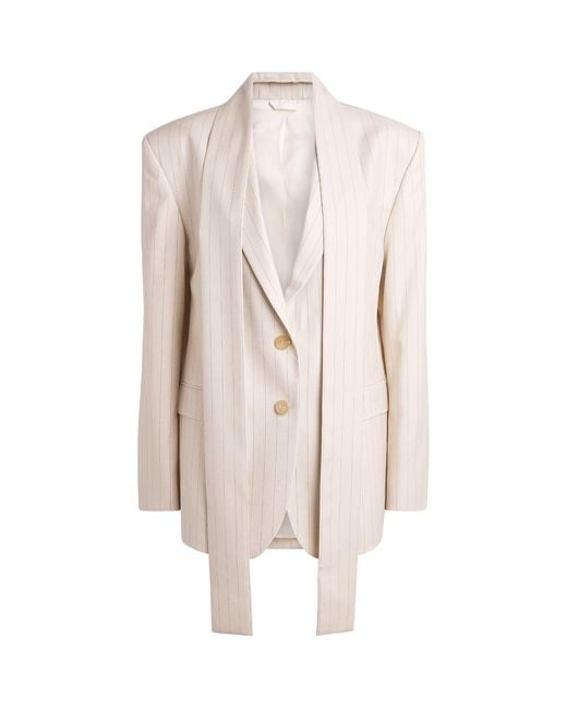 Acne Natural Wool Pinstripe Scarf Blazer