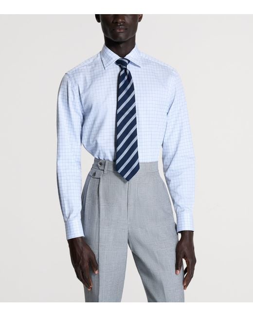 Dunhill Blue Cotton Check Shirt for men