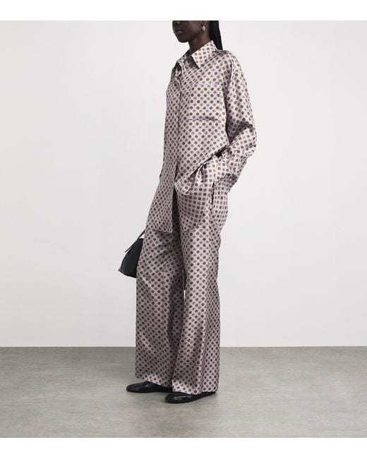Colombo Gray Silk Printed Trousers