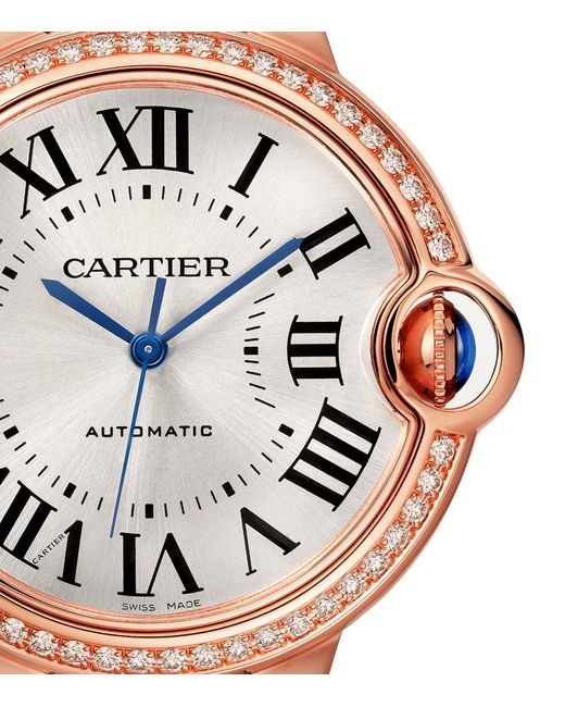 Cartier Pink Rose Gold And Diamond Ballon Bleu De Watch 36mm