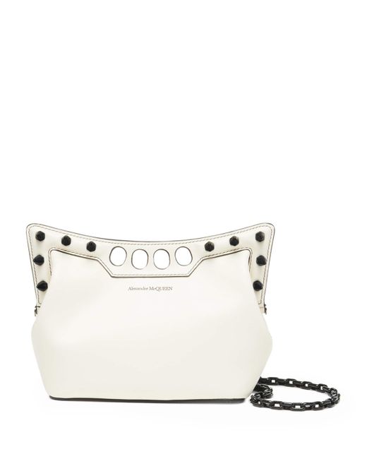 Alexander McQueen White Mini Leather The Peak Shoulder Bag