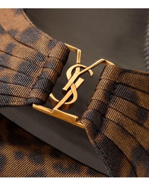 Saint Laurent Brown Leopard Print Leather Babylone Sandals 90