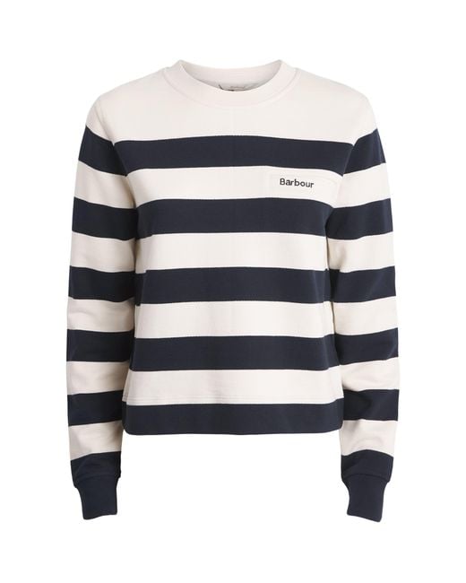 Barbour Blue Cotton Stripe Aylesby Sweatshirt