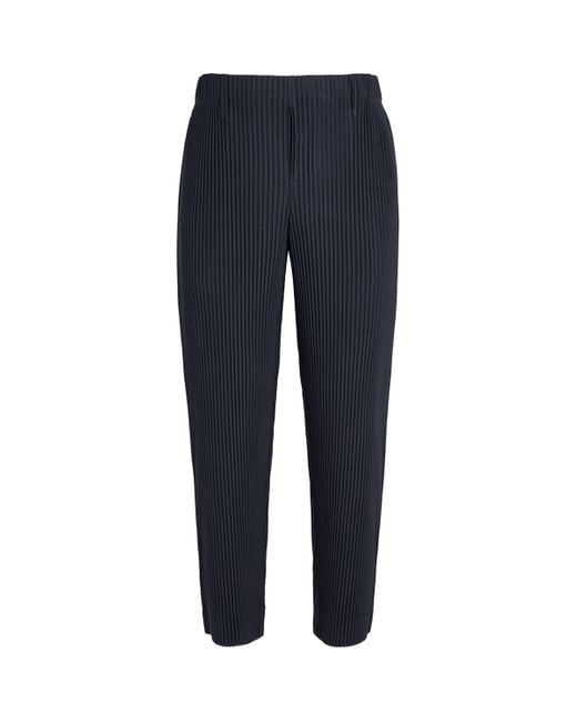 Homme Plissé Issey Miyake Blue Pleated Straight Trousers for men