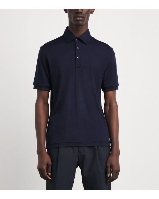 Herno Blue Wool Polo Shirt for men