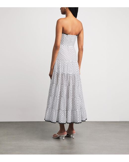 Charo Ruiz White Polka Dot Jimena Midi Dress