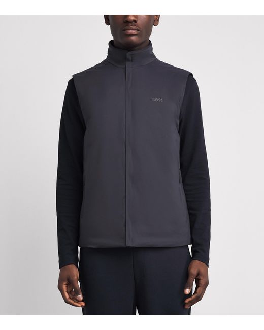 Boss Blue Water-Resistant Logo Gilet for men