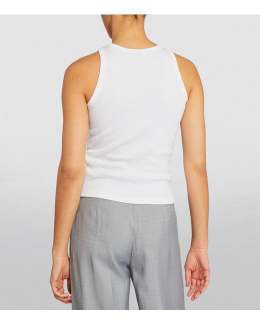 Sandro White Ribbed Tank Top