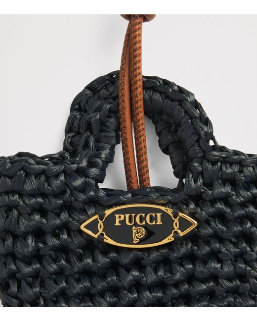 Emilio Pucci Black Mini Raffia Bag Charm