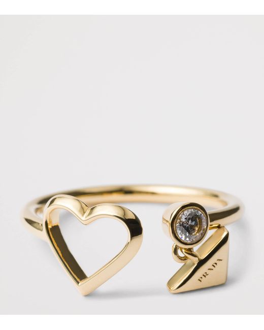 Prada Metallic Embellished Triangle Charm Ring
