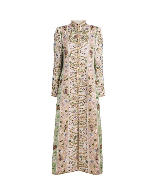 Alice + Olivia Natural Embellished Thomas Maxi Coat