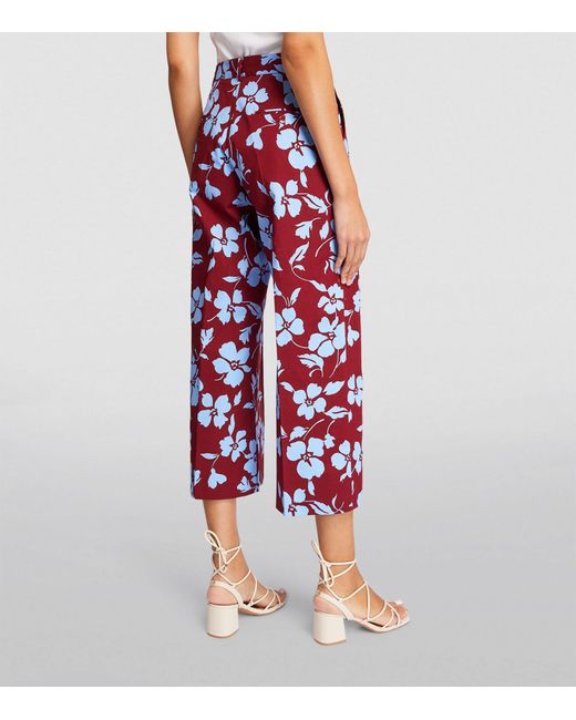 Weekend by Maxmara Red Cropped Floral Straight Trousers