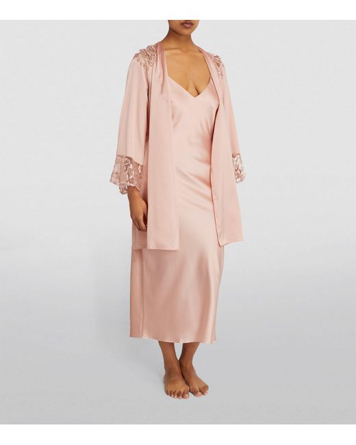 Gilda & Pearl Pink Silk Embroidered Tallulah Mini Robe