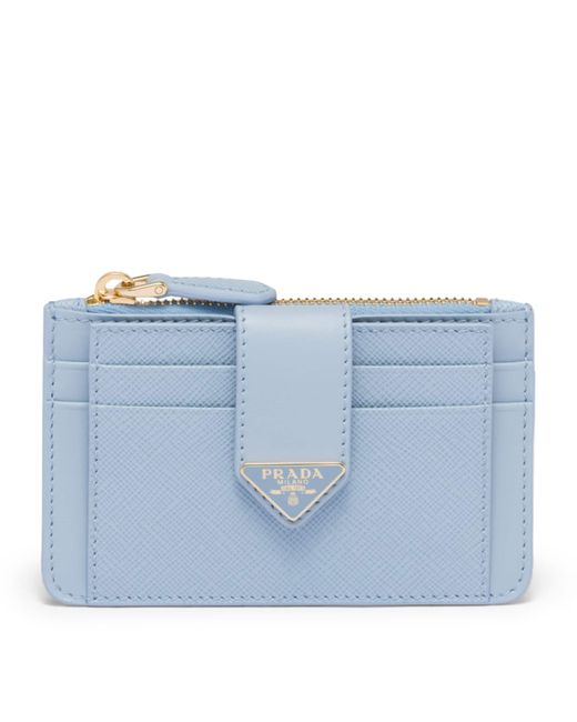 Prada Saffiano Leather Bi Fold Card Holder in Blue Lyst UK
