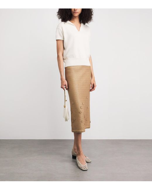 Lafayette 148 New York White Cotton-Silk Open-Collar Polo Shirt