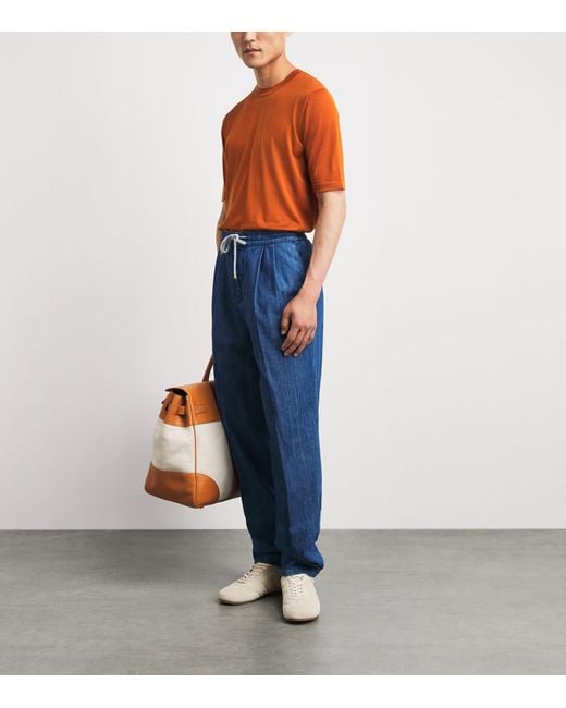 FIORONI CASHMERE Orange Virgin Wool T-Shirt for men