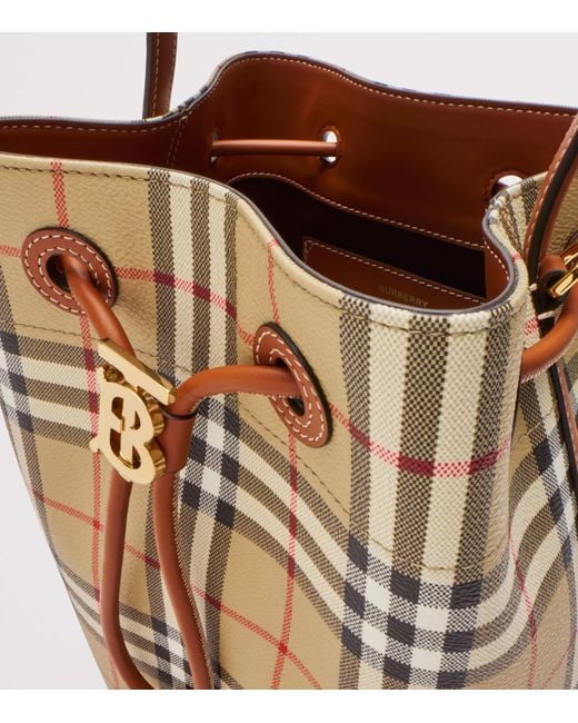 Burberry Brown Small Check Monogram Bucket Bag
