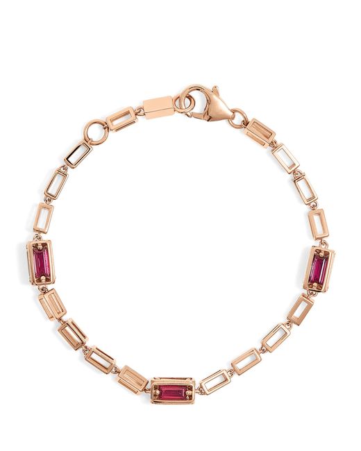 Suzanne Kalan Metallic And Ruby Large Block Chain Bracelet