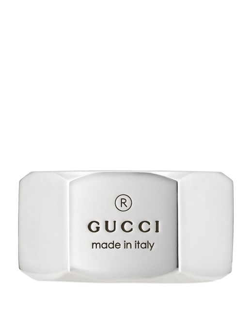 Gucci Gray Sterling Silver Trademark Ring for men