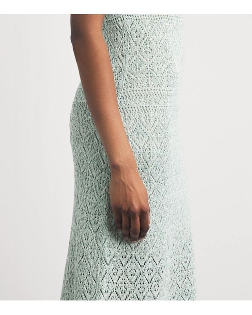 Eleventy Green Cotton-Blend Crochet Midi Dress