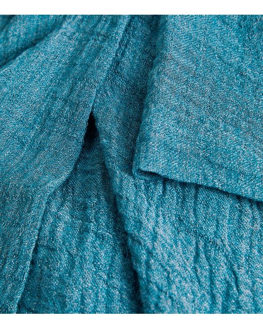Eskandar Blue Linen-blend Shawl Cardigan