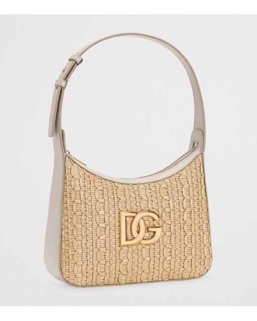 Dolce & Gabbana Metallic Raffia Shoulder Bag