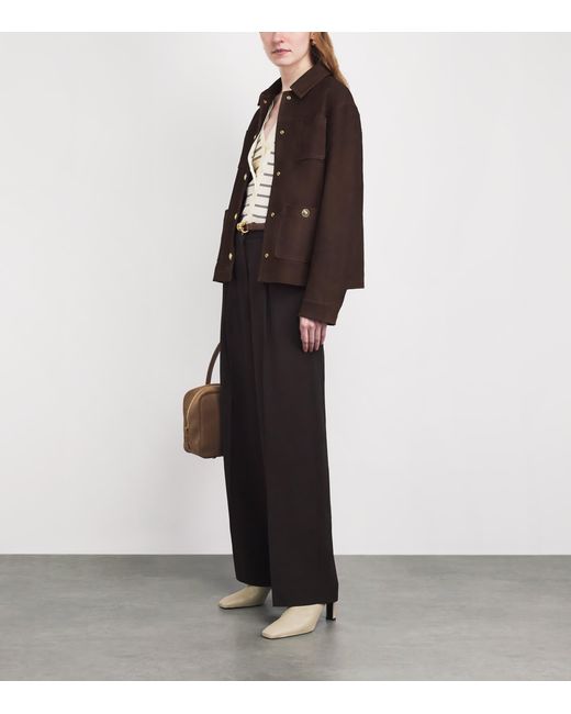Sandro Brown Suede Pocket-Detail Jacket