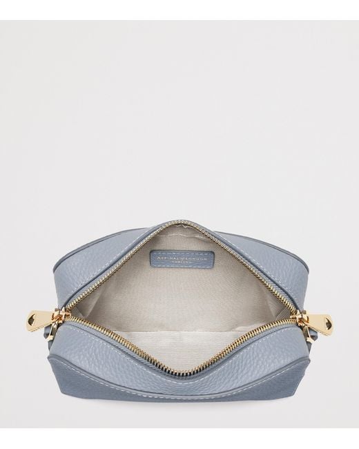 Aspinal Gray Leather Camera Crossbody Bag