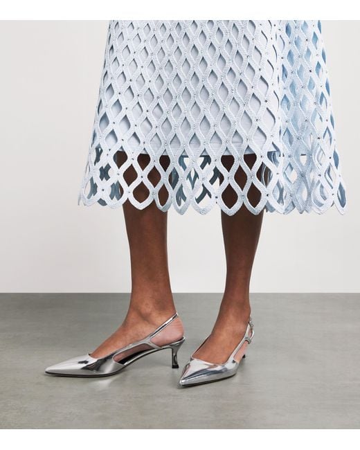 Maje White Embellished Crochet Midi Dress