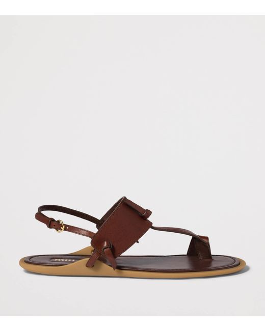 Miu Miu Brown Leather Slingback Sandals