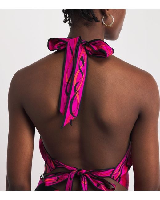 Emilio Pucci Pink Silk Printed Halterneck Top